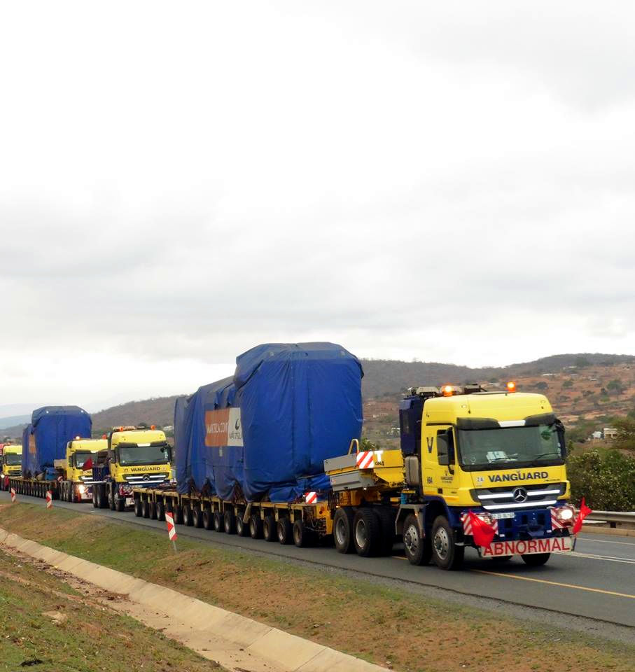 South Africa company Vanguard 3,100 km transportation of 6 units 156 ton Wartsila Engines to Ndola, Zambia, www.heavyliftphoto.com