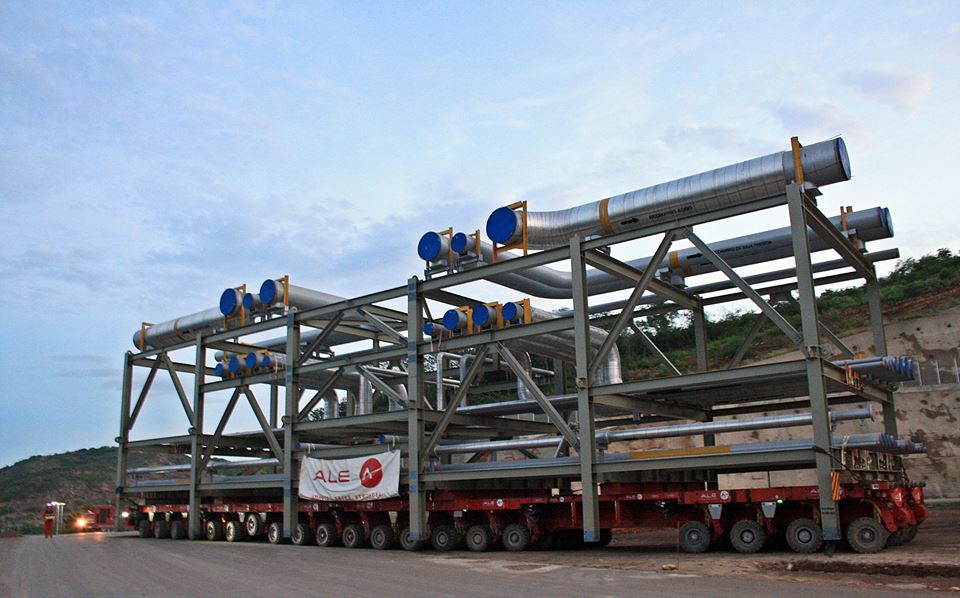 ALE Heavylift SPMTs transport six pipe rack modules for Deep Conversion Project in Venezuela, www.heavyliftphoto.com