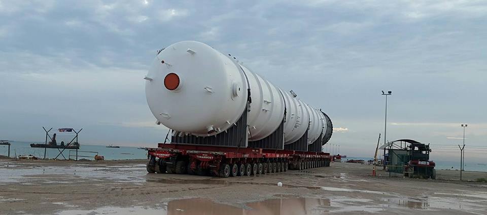 MAMMOET SPMT (self propelled modular transporters) successfully finish load in job for Petronas RAPID Project in Malaysia, www.heavyliftphoto.com