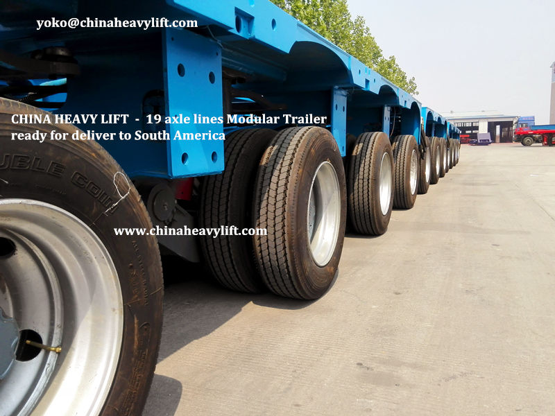 CHINA HEAVY LIFT manufacture 19 axle lines Hydraulic Modular Trailer for Bolivia South America, www.chinaheavylift.com
