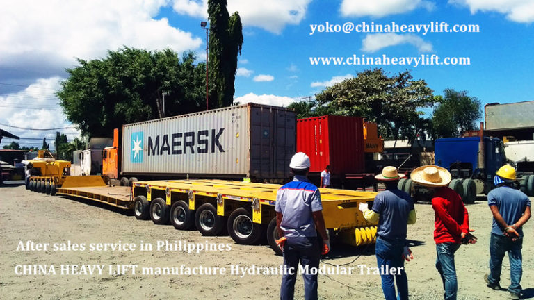 CHINA HEAVY LIFT manufacture 20 axle line Goldhofer THP/SL hydraulic Modular Trailer multi axles and 180 ton drop deck After sales service in Manila Philippines, www.chinaheavylift.com