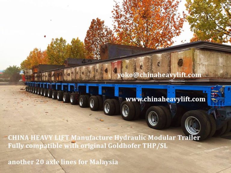 CHINA HEAVY LIFT manufacture 20 axle lines Goldhofer THP/SL Hydraulic Modular platform Trailer for Malaysia, wwww.chinaheavylift.com