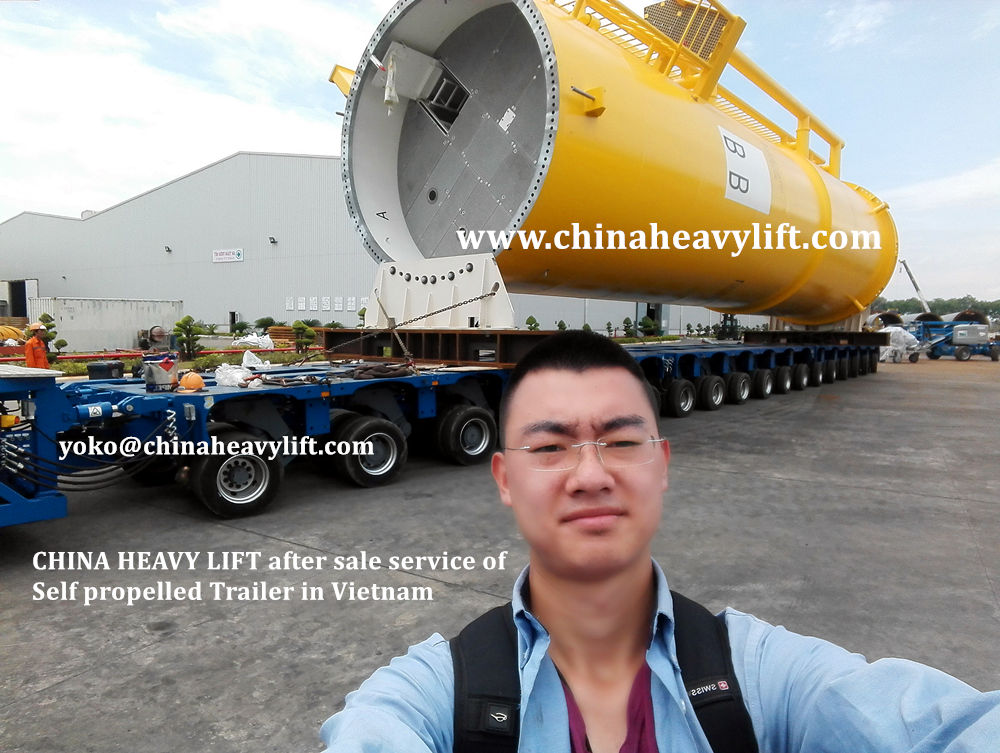 CHINA HEAVY LIFT manufacture 24 axle line SPMT Self propelled modular trailer after sale service in Vietnam, www.chinaheavylift.com