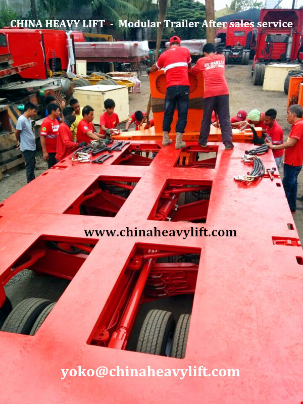 Chinaheavylift manufacture 24 axle line Nicolas Hydraulic Modular Trailer multi axles After sale service for Manila Philippines, www.chinaheavylift.com