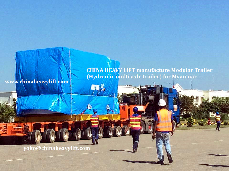Chinaheavylift manufacture Modular Trailer (Hydraulic multi axle trailer) for Myanmar project, www.chinaheavylift.com