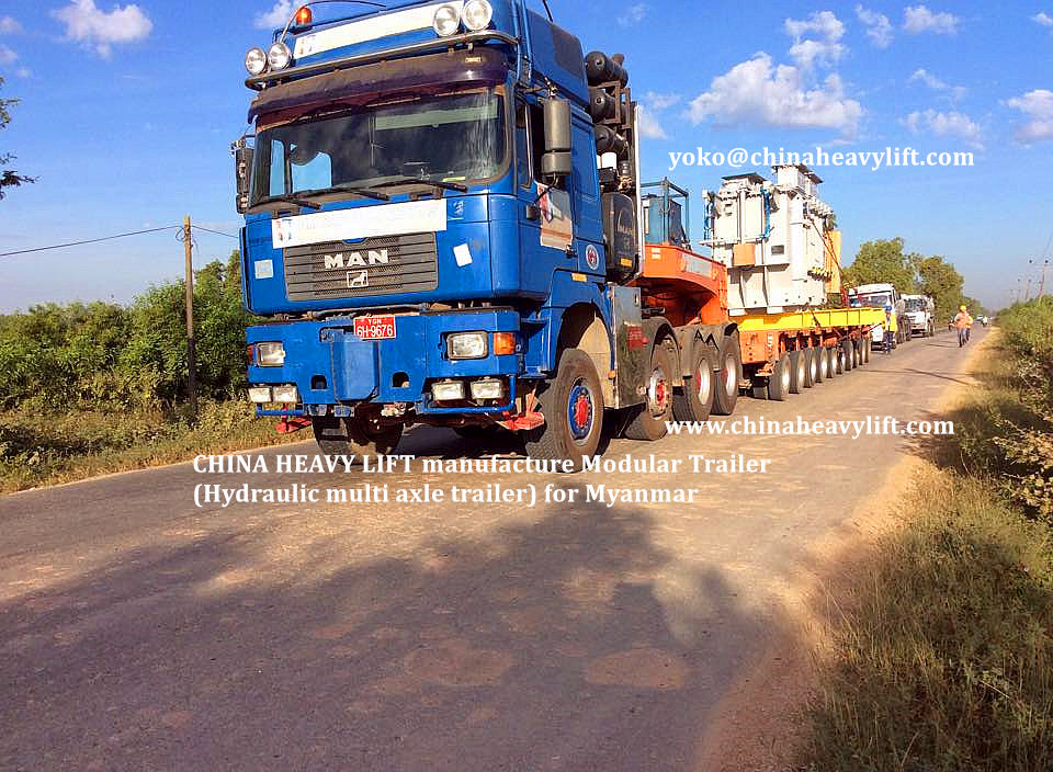 Chinaheavylift manufacture Modular Trailer (Hydraulic multi axle trailer) for Myanmar project, www.chinaheavylift.com